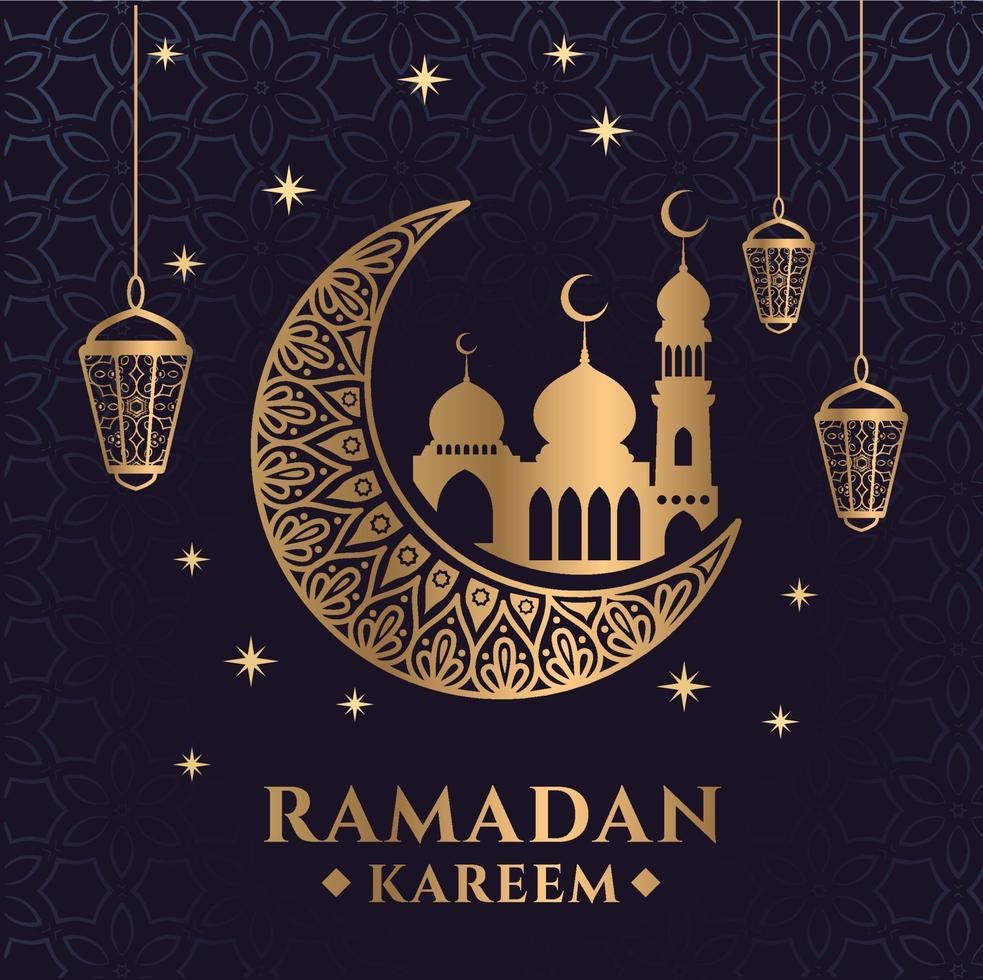 Ramadan Kareem Gruß Hintergrundvorlage vektor