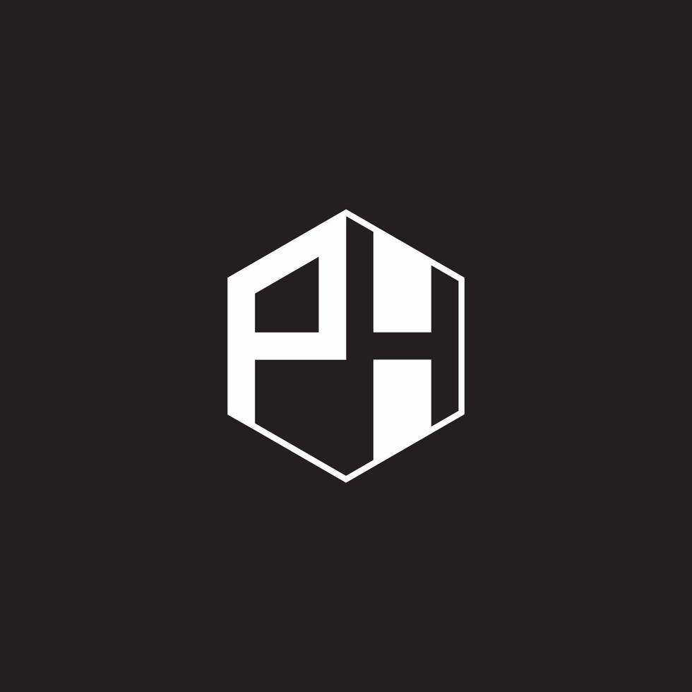ph logotyp monogram sexhörning med svart bakgrund negativ Plats vektor