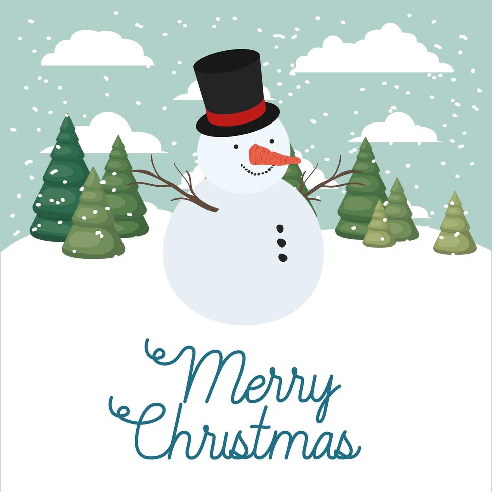 Frohe Weihnachtskarte mit Schneemann vektor