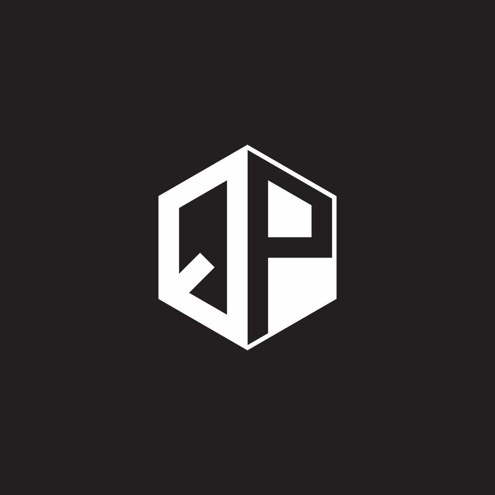 qp Logo Monogramm Hexagon mit schwarz Hintergrund Negativ Raum Stil vektor