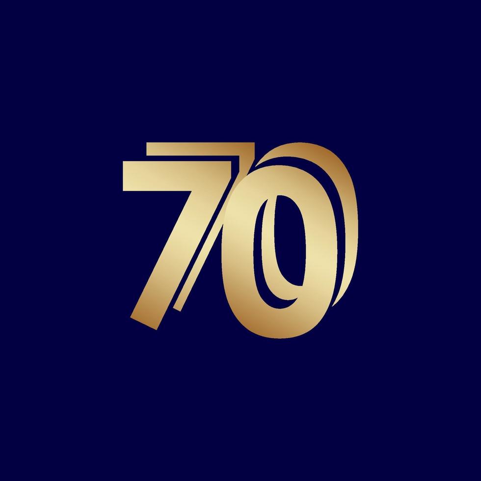 70 Jahre Jubiläumsfeier Blaugold Vektor Vorlage Design Illustration