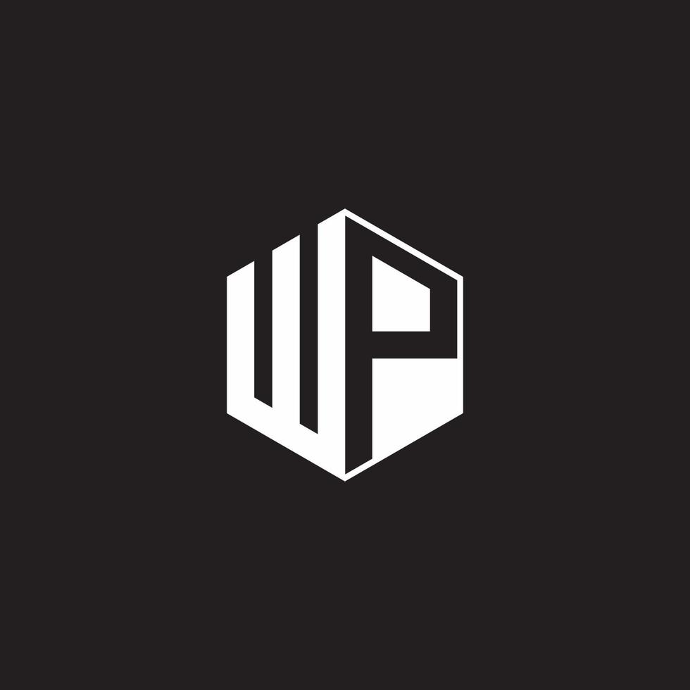 wp Logo Monogramm Hexagon mit schwarz Hintergrund Negativ Raum Stil vektor