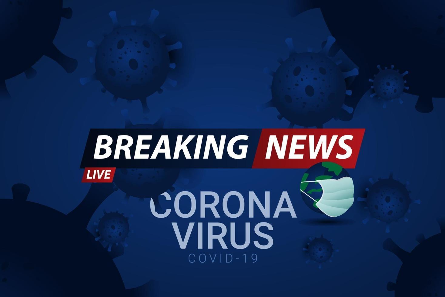 banbrytande nyheter live corona virus covid-19 vektor mall design illustration