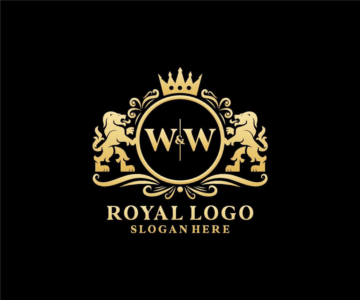 Initial ww Letter Lion Royal Luxury Logo Vorlage in Vektorgrafiken für Restaurant, Lizenzgebühren, Boutique, Café, Hotel, heraldisch, Schmuck, Mode und andere Vektorillustrationen. vektor