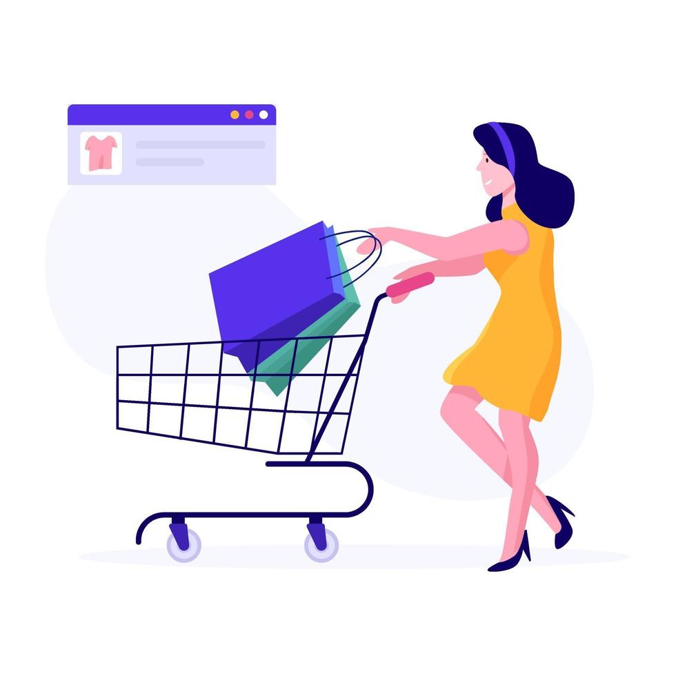 kvinnligt online shoppingkoncept vektor
