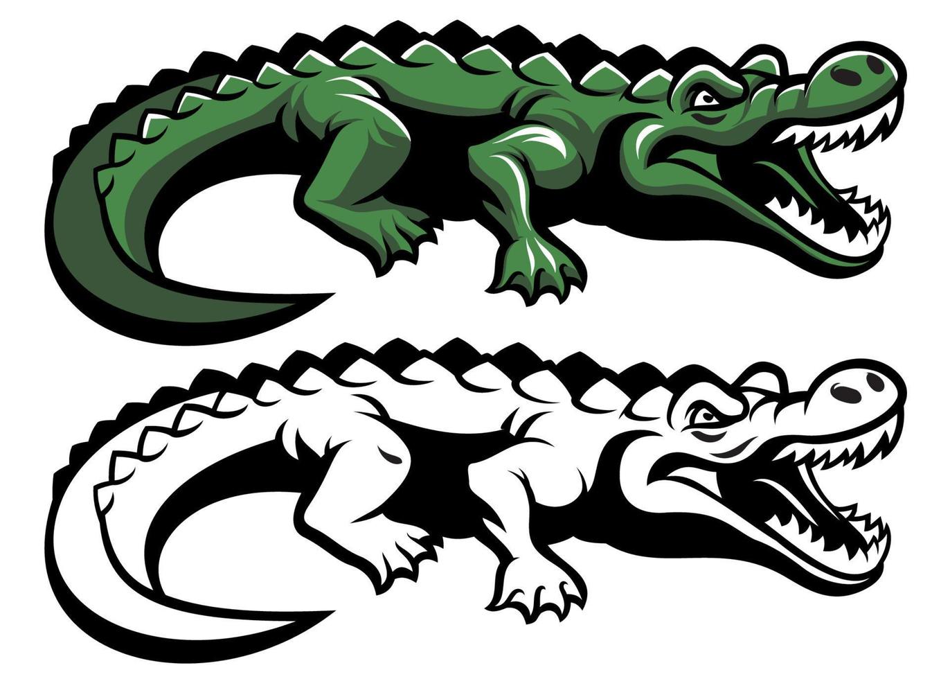 Krokodil Maskottchen Illustration einstellen vektor
