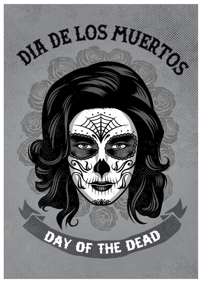 dia de los muertos affisch i rostig textur vektor