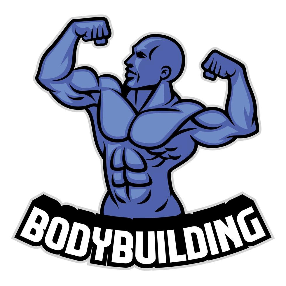 Bodybuilder Pose Sport Fitnessstudio Logo Stil vektor