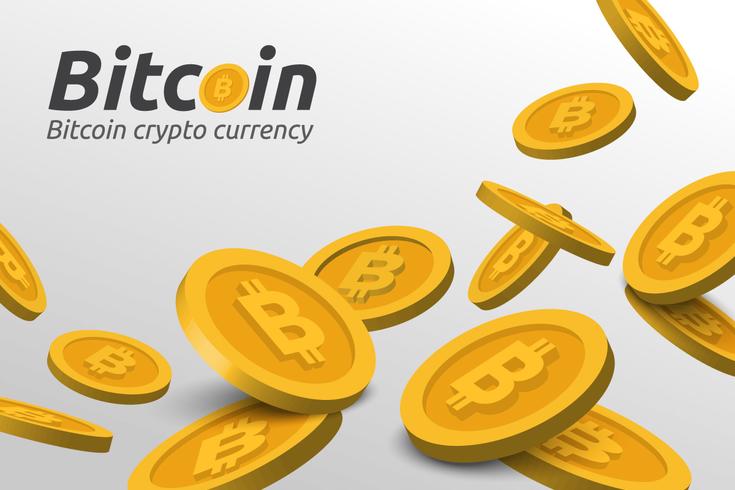 Golden Bitcoin tecken på vit bakgrund vektor