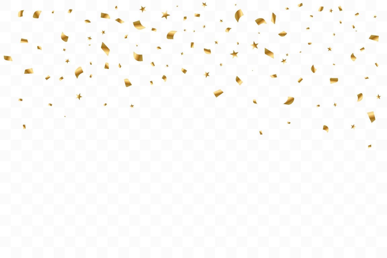 många fallande lyxiga gyllene konfetti. födelsedagsfirande. vektor illustration