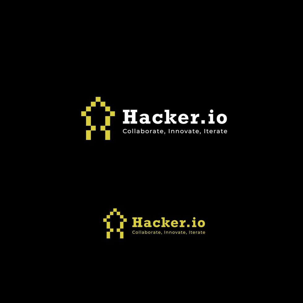 hacker logotyp med pixel stil, pixel logotyp modern tech vektor
