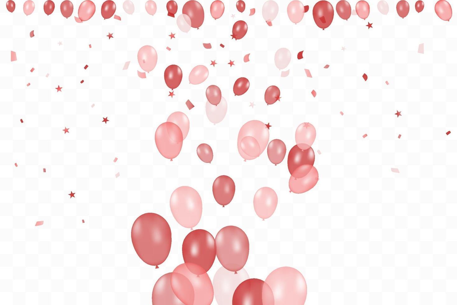 flickans födelsedag. Grattis på födelsedagen bakgrund med rosa ballonger och konfetti. fest evenemangsfest. vektor