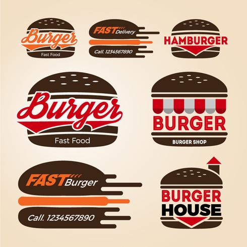 Set med burgerbutik icon logo design vektor