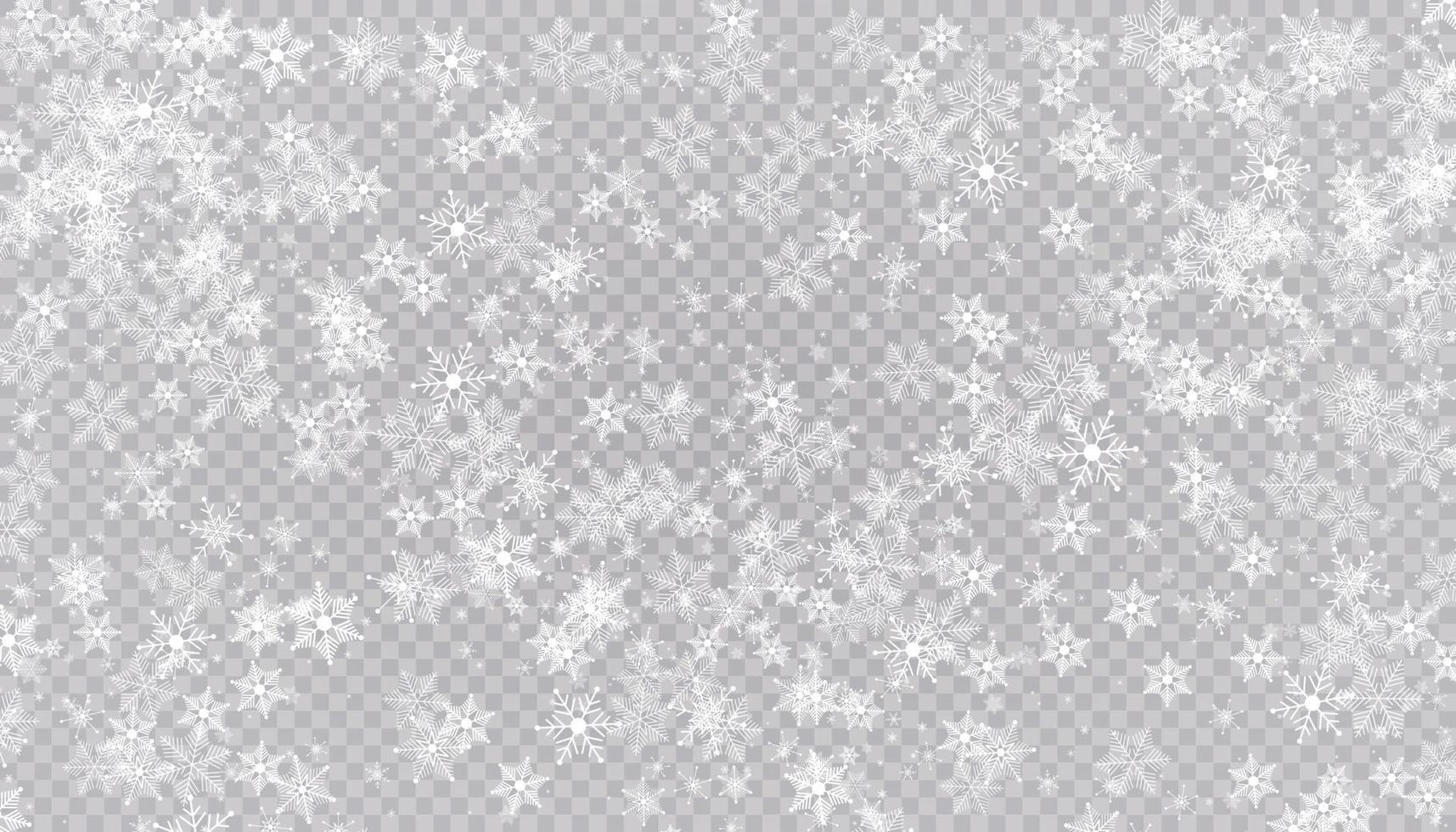 weißer Schnee fliegt. Weihnachtsschneeflocken. Winter Schneesturm Hintergrund Illustration. vektor