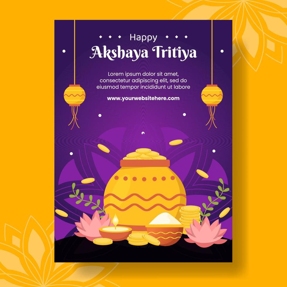 Akshaya tritiya Festival Vertikale Poster Karikatur Hand gezeichnet Vorlagen Hintergrund Illustration vektor