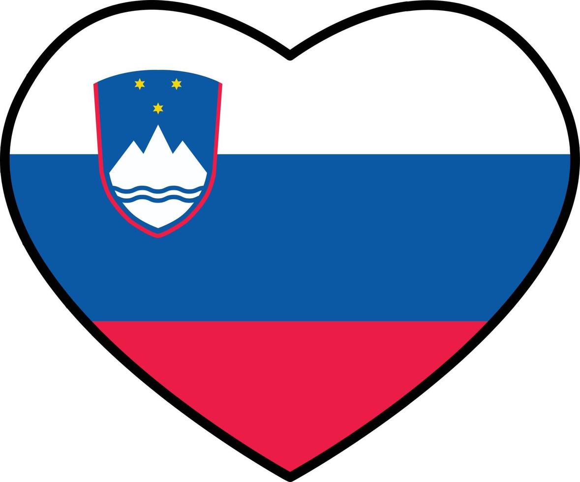 kärlek slovenien. flagga hjärta glansig knapp. slovenien flagga på en hjärta. vit bakgrund. platt stil. vektor