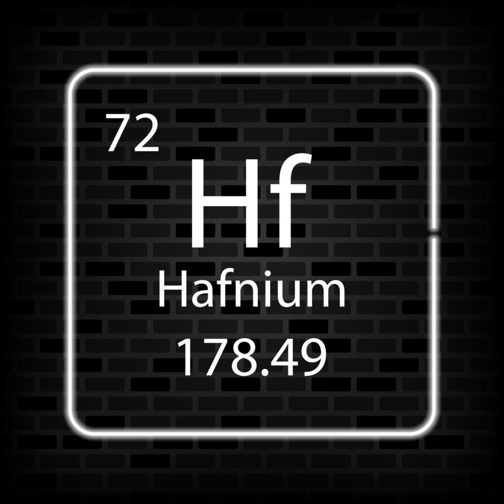 hafnium neon symbol. kemisk element av de periodisk tabell. vektor illustration.