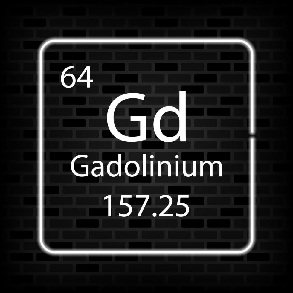 gadolinium neon symbol. kemisk element av de periodisk tabell. vektor illustration.