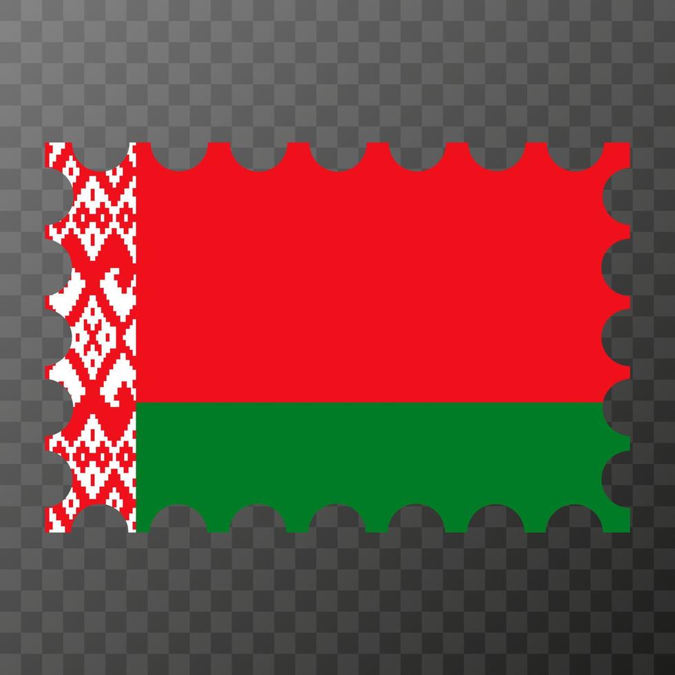 Porto Briefmarke mit Weißrussland Flagge. Vektor Illustration.