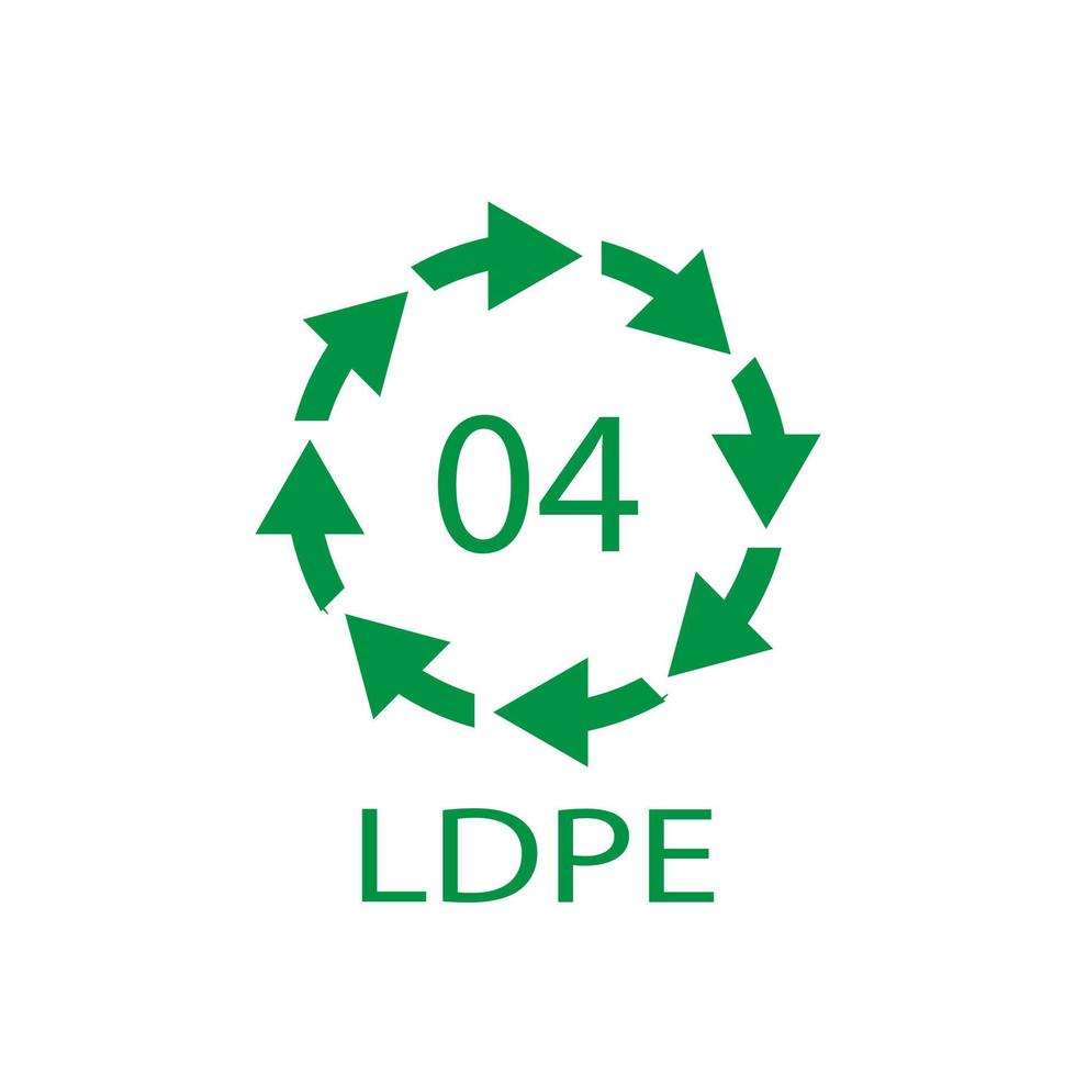 ldpe 04 återvinningskodsymbol. plast återvinning vektor låg densitet polyeten tecken.