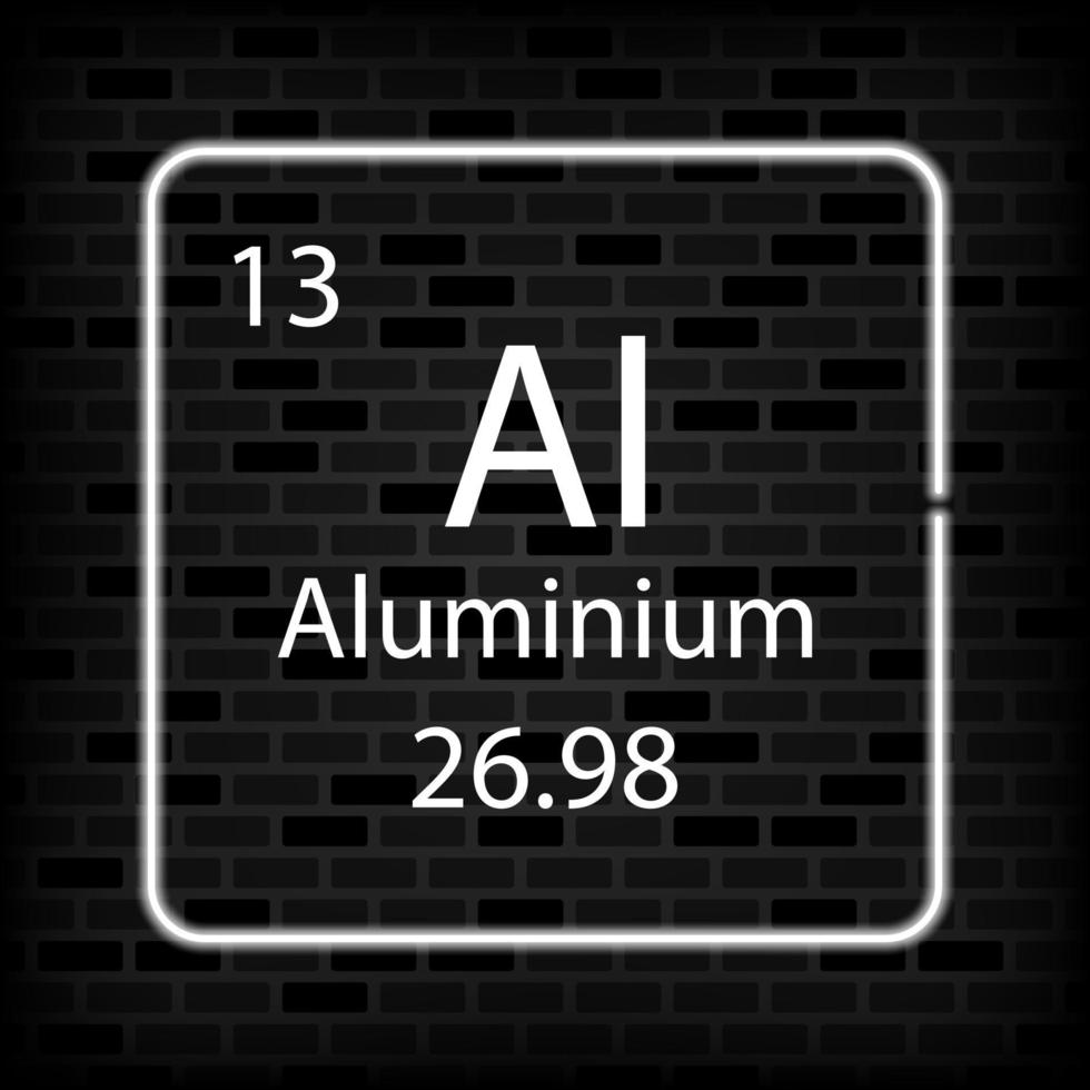Aluminium Neon- Symbol. chemisch Element von das periodisch Tisch. Vektor Illustration.