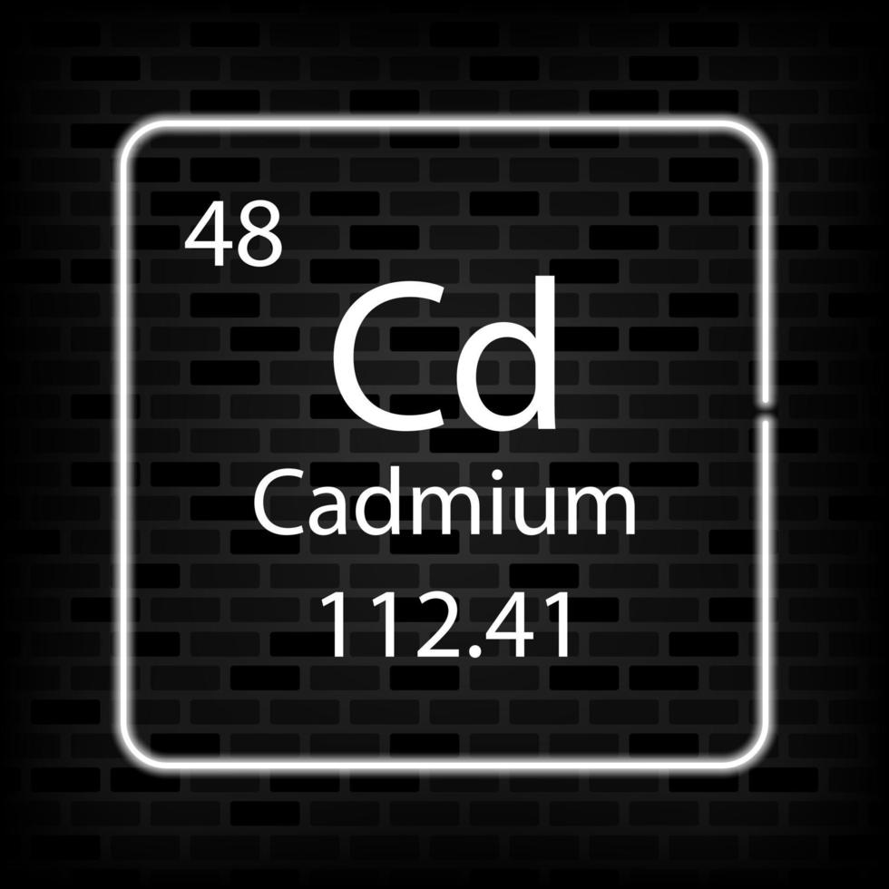 kadmium neon symbol. kemisk element av de periodisk tabell. vektor illustration.