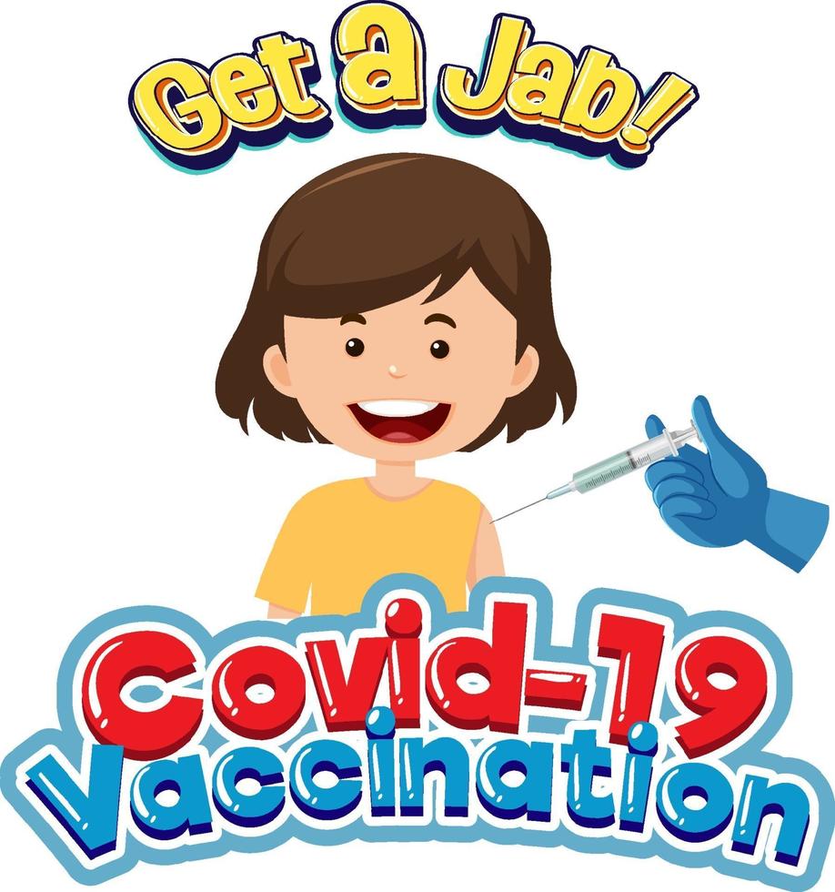 Covid-19-Impfschrift mit einem Mädchen, das Covid-19-Impfstoff erhält vektor