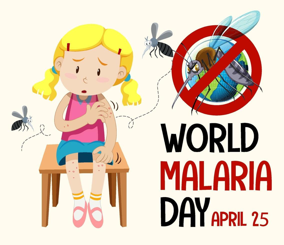 Weltmalaria-Tageslogo oder -banner mit Mückenzeichen vektor