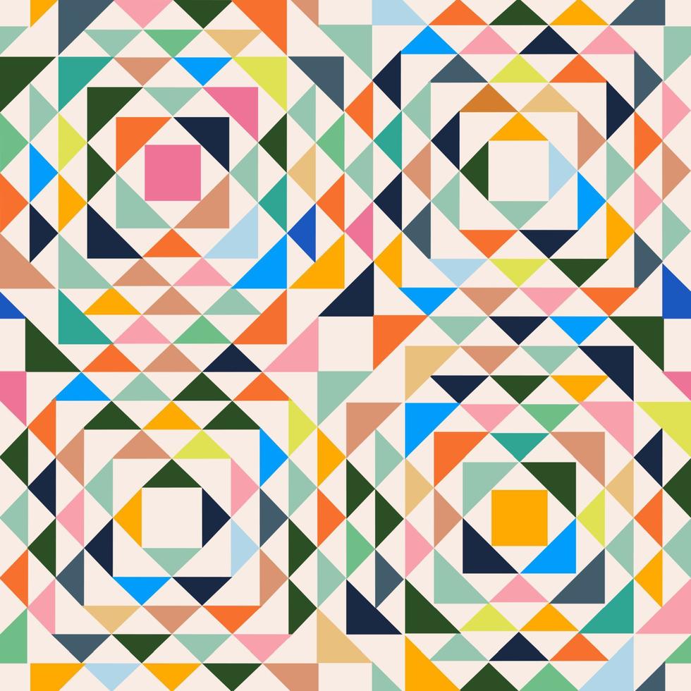 Mitte des Jahrhunderts geometrisch abstrakt Muster mit einfach Formen und bunt Palette zum Netz Design, Geschäft Karte, Einladung, Poster, Textil- drucken. vektor