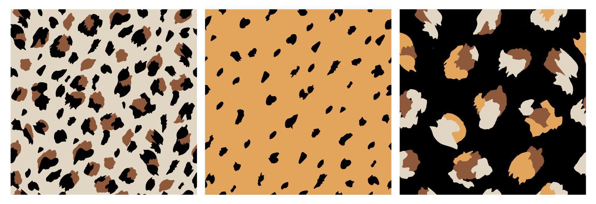 uppsättning av abstrakt leopard hud sömlös mönster. djur- skriva ut. geometrisk folklore prydnad för social media baner, omslag, tapet. vektor illustration.