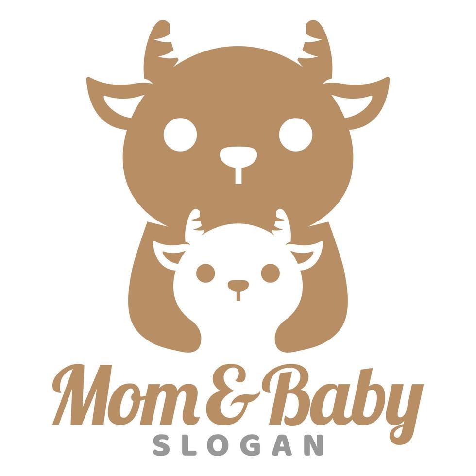 modern Maskottchen eben Design einfach minimalistisch süß Ziege Lamm Mama Papa Eltern Logo Symbol Design Vorlage Vektor mit modern Illustration Konzept Stil zum Marke, Emblem, Etikett, Abzeichen, Zoo