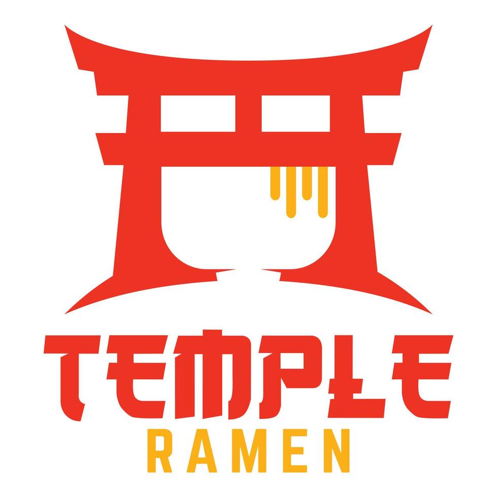 modern vektor enkel japansk toriien tempel Ramen nudel logotyp design ikon mall. japansk Ramen vektor illustration för varumärke, Kafé, restaurang, bar. isolerat på vit bakgrund