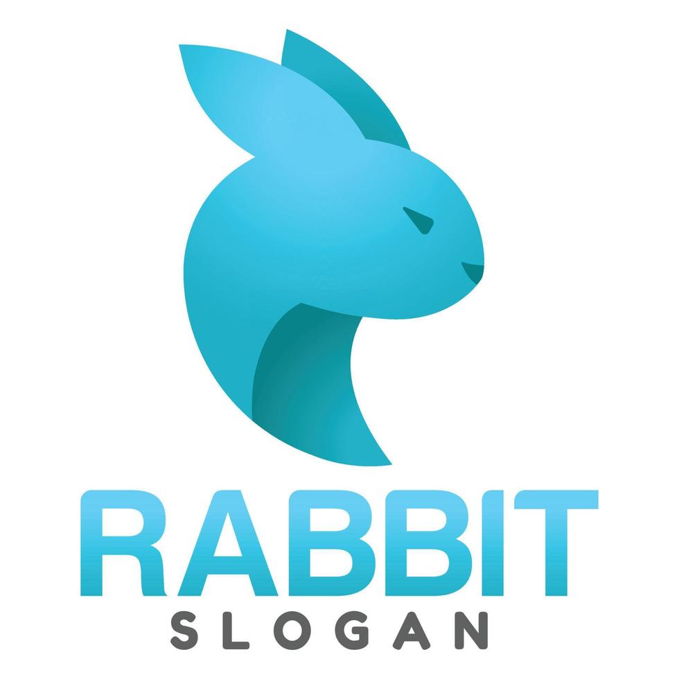 modern vektor lutning 3d design enkel minimalistisk logotyp mall av söt kanin kanin tecknad serie huvud vektor för varumärke, emblem, märka, bricka. isolerat på vit bakgrund.