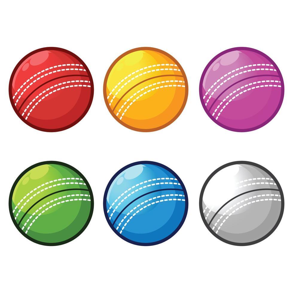 uppsättning av cricket bollar, isolerat på vit bakgrund. vektor tecknad serie platt design illustration samling mall.