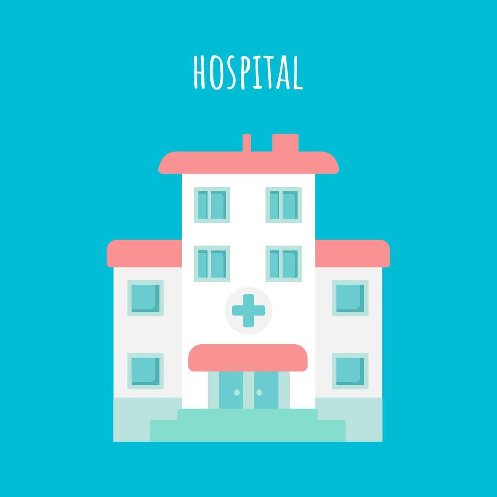 stad sjukhus byggnad i platt stil. vektor illustration.