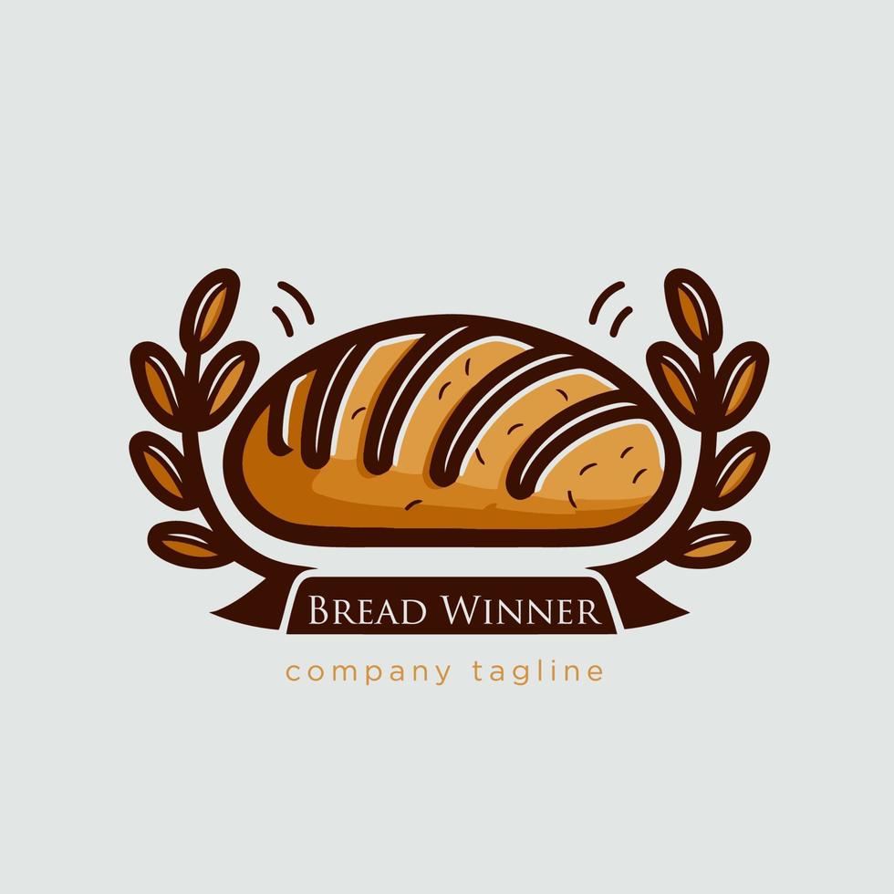 Bäckerei Logo Design Vorlage mit Brot und Weizen Ohren. Vektor Illustration.