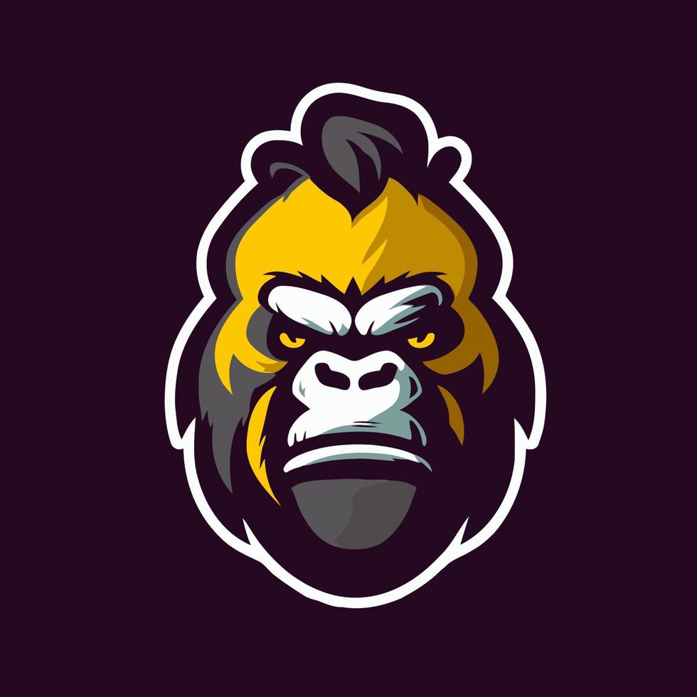 gorilla huvud maskot logotyp vektor illustration mall för sport team.