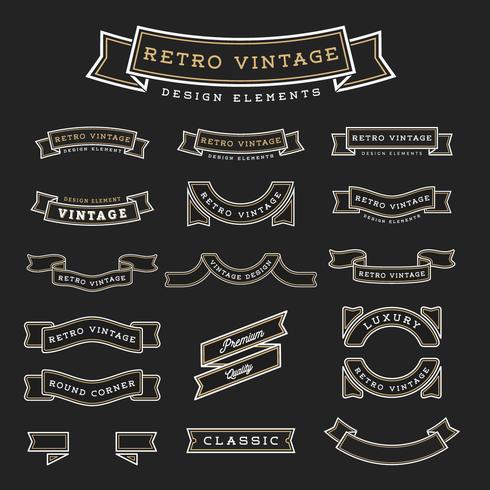 Satz von Retro Vintage Ribbon Design Element vektor