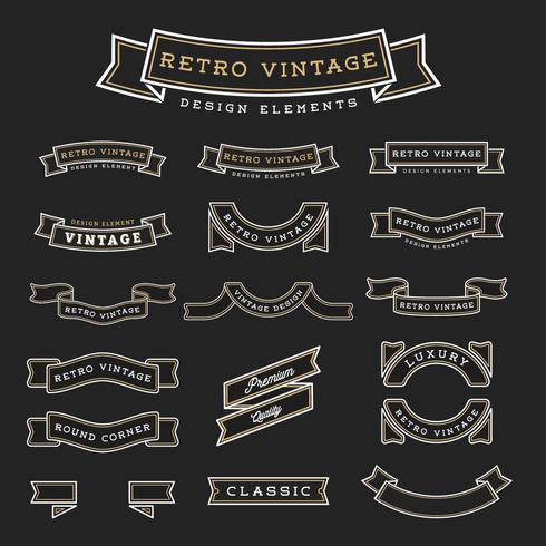 Set med Retro Vintage Ribbon Design Element vektor