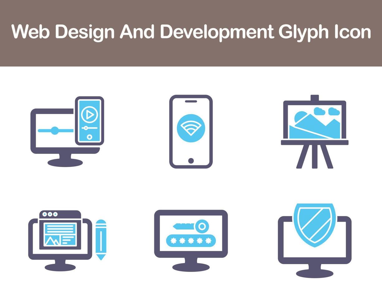 webb design och utveckling vektor ikon uppsättning