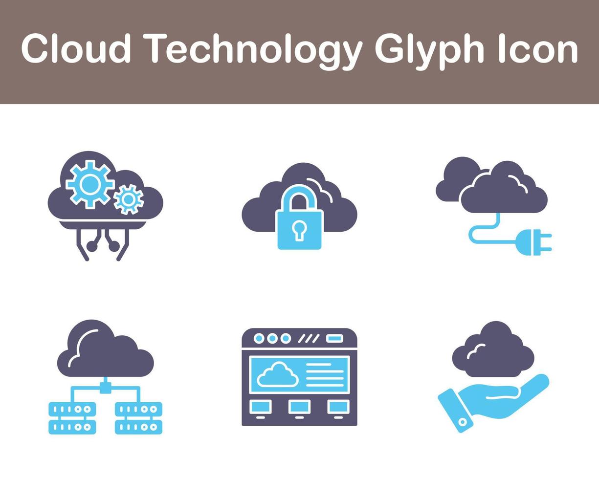 moln teknologi vektor ikon uppsättning