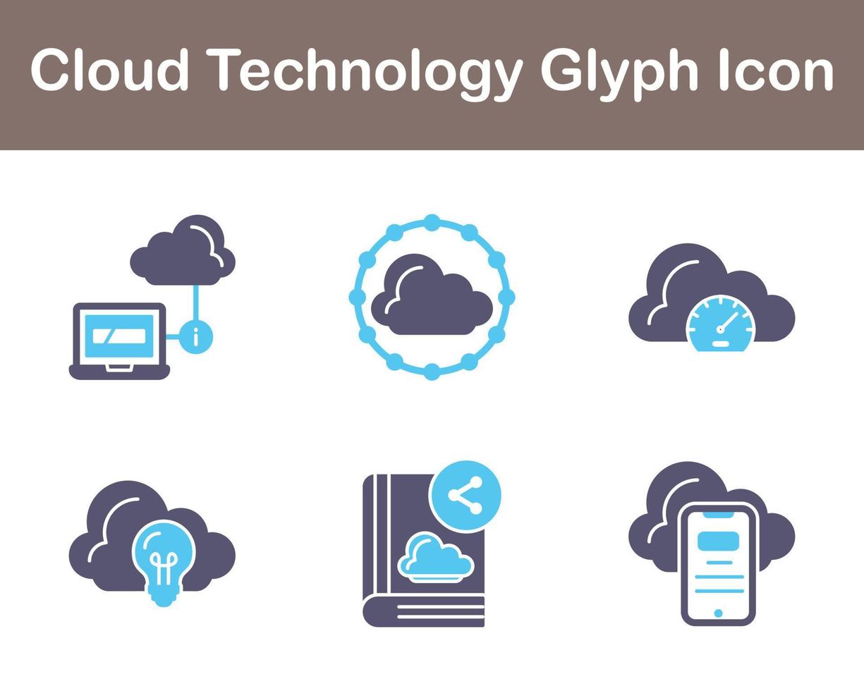 moln teknologi vektor ikon uppsättning