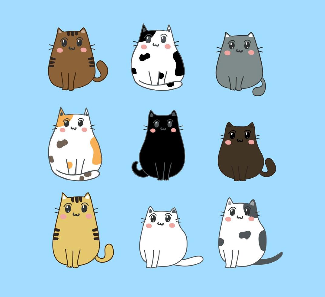 Katze Karikatur Charakter Pack vektor