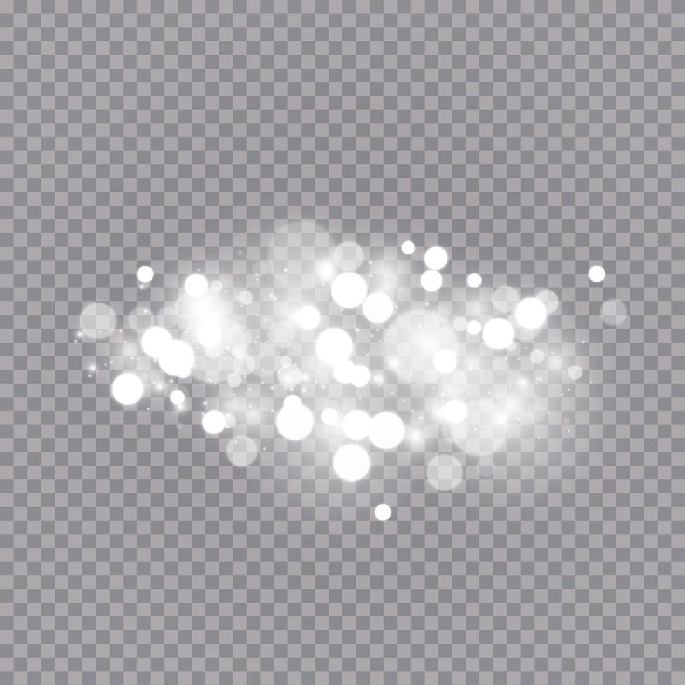 Glühender Lichteffekt mit vielen isolierten Glitzerpartikeln. Vektor Sternenwolke mit Staub. magische Weihnachtsdekoration
