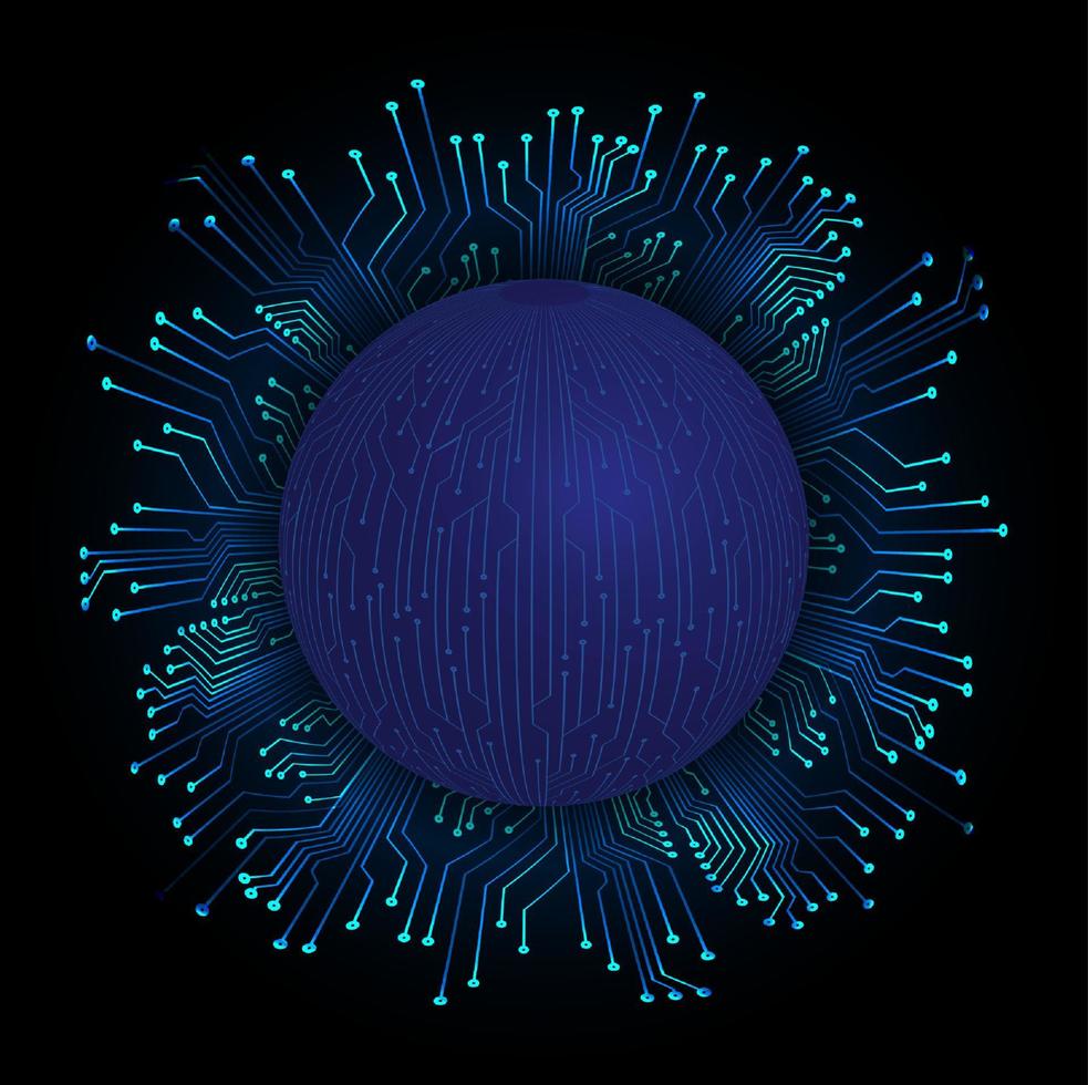 modern holografiska klot på teknologi bakgrund vektor