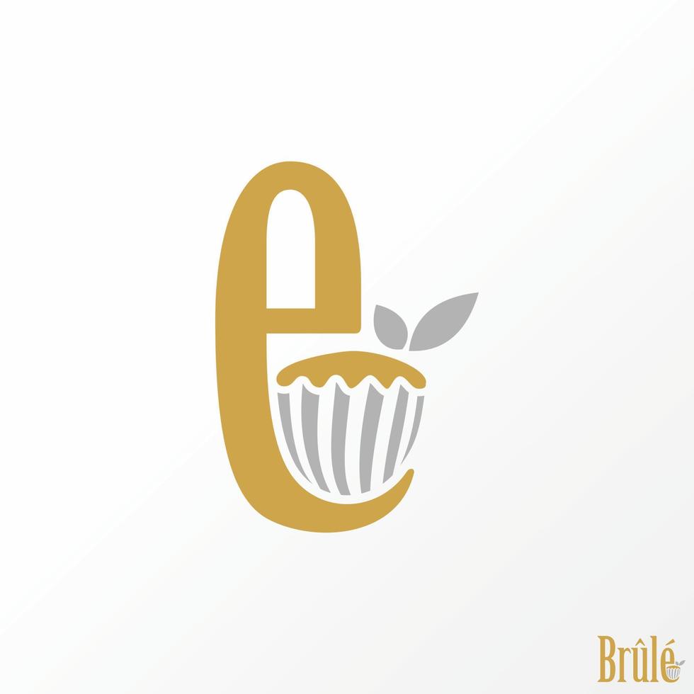 einfach und einzigartig Brief oder Wort e serif Schriftart mit Kuchen und Blätter Innerhalb Bild Grafik Symbol Logo Design abstrakt Konzept Vektor Aktie. können Sein benutzt wie ein Symbol verbunden zu Initiale oder Essen