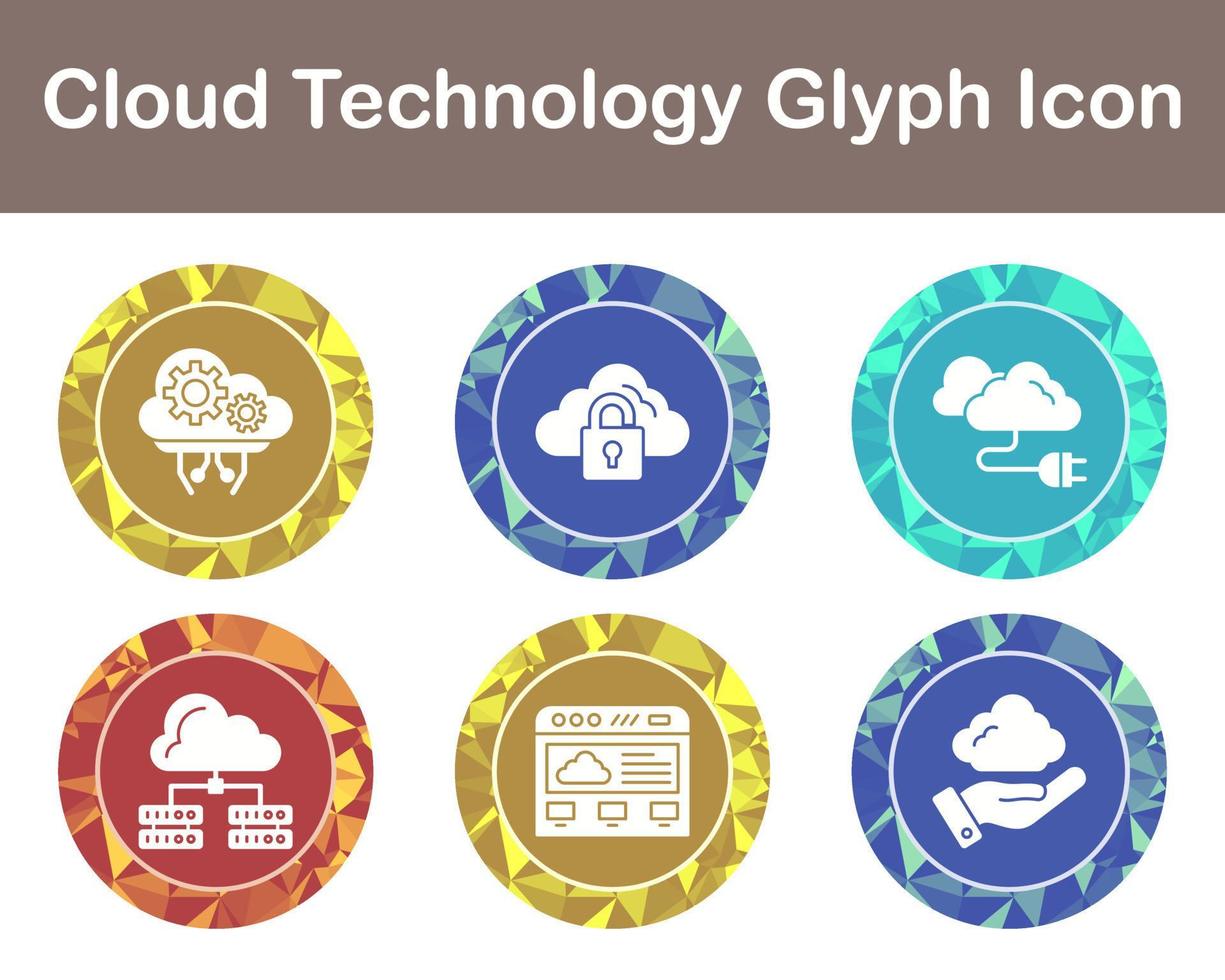 moln teknologi vektor ikon uppsättning