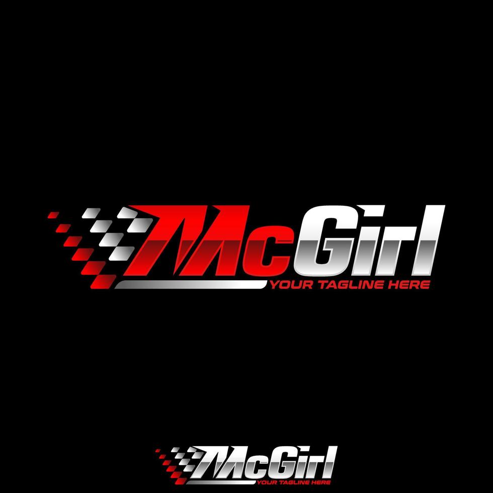 einfach und einzigartig Brief oder Wort Mcgirl Sport Schriftart mit Quadrate Flagge Bild Grafik Symbol Logo Design abstrakt Konzept Vektor Aktie. können Sein benutzt wie Symbol verbunden zu Sport oder Wasserzeichen