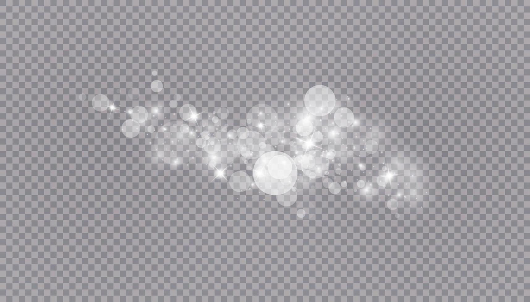 Glühender Lichteffekt mit vielen isolierten Glitzerpartikeln. Vektor Sternenwolke mit Staub. magische Weihnachtsdekoration