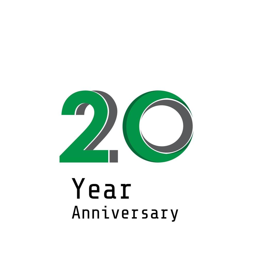 20 Jahre Jubiläumsfeier grüne Farbvektorschablonenentwurfsillustration vektor
